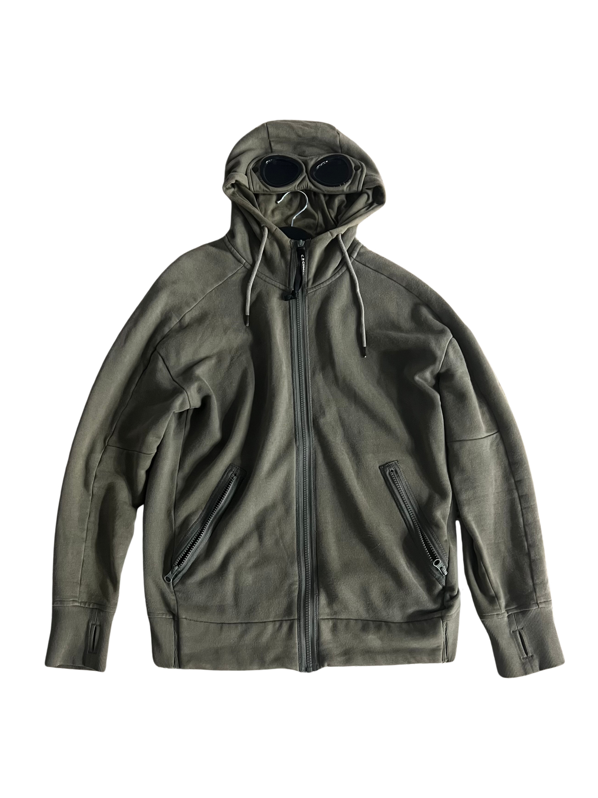 C.P. Company Khaki Goggle Full Zip Hoodie (M)