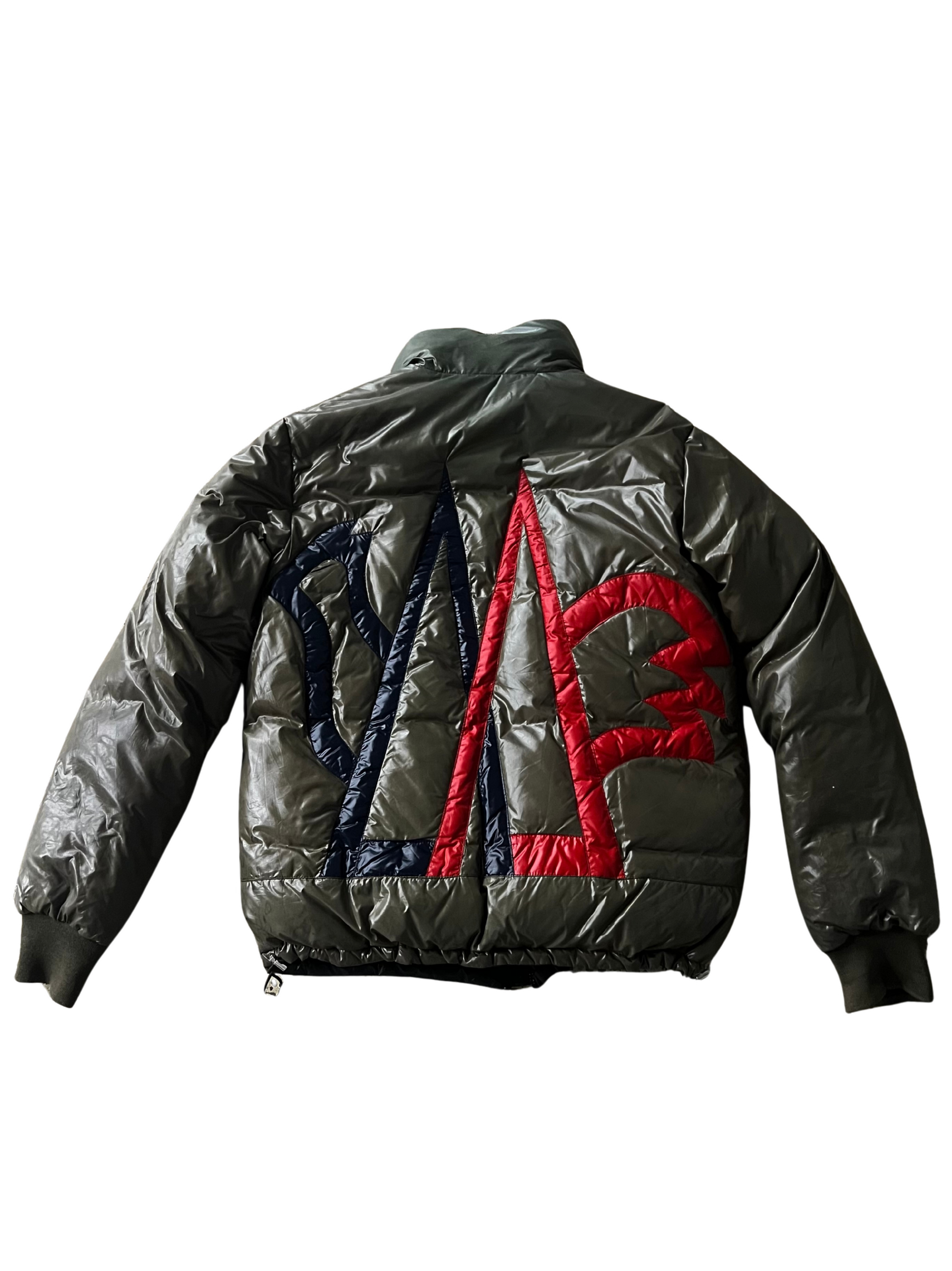 Moncler Olive Green / Black Glossy Reversible Down Jacket (M)