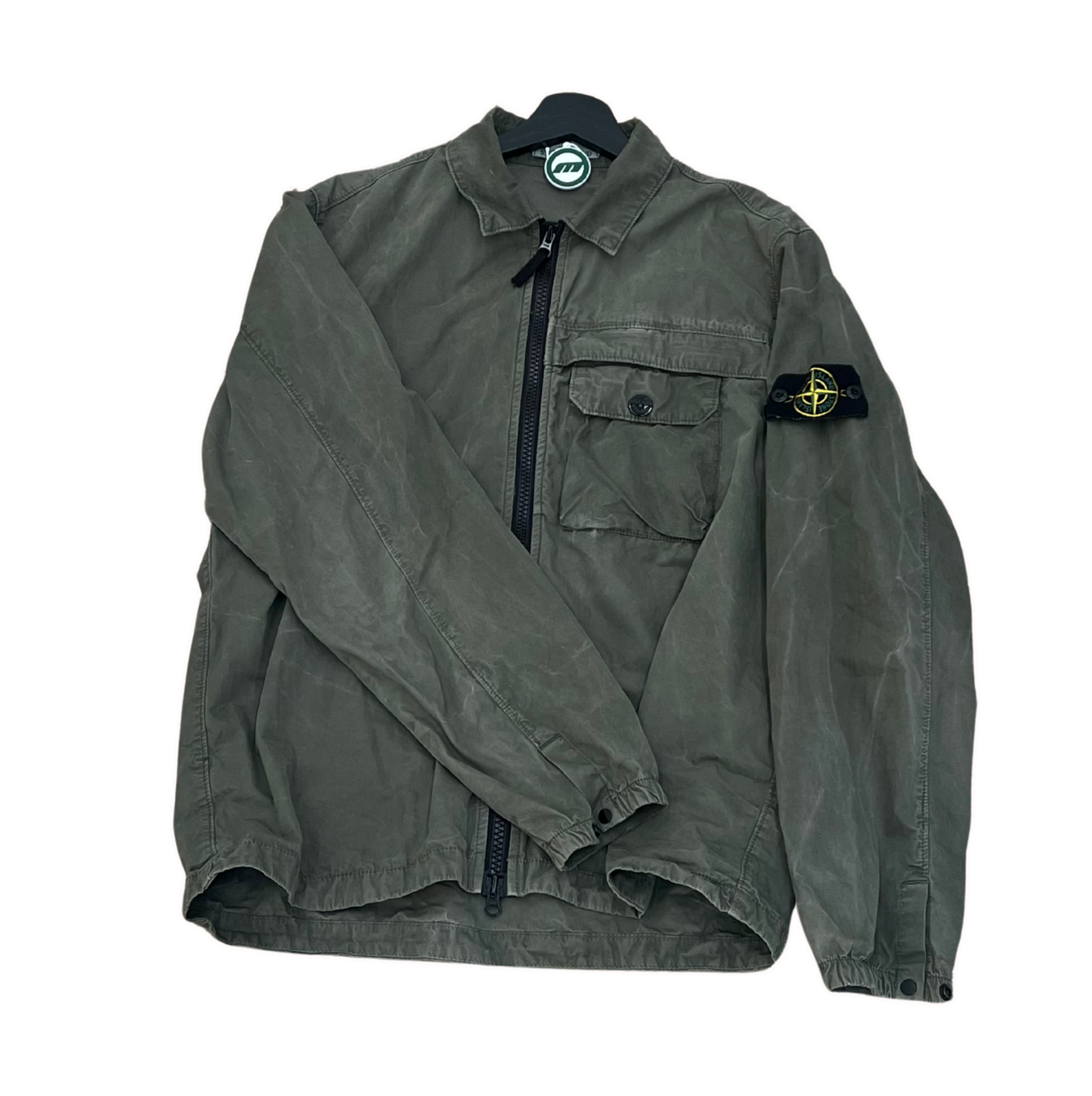 Stone Island Khaki Garment-Dyed Overshirt Jacket (M)