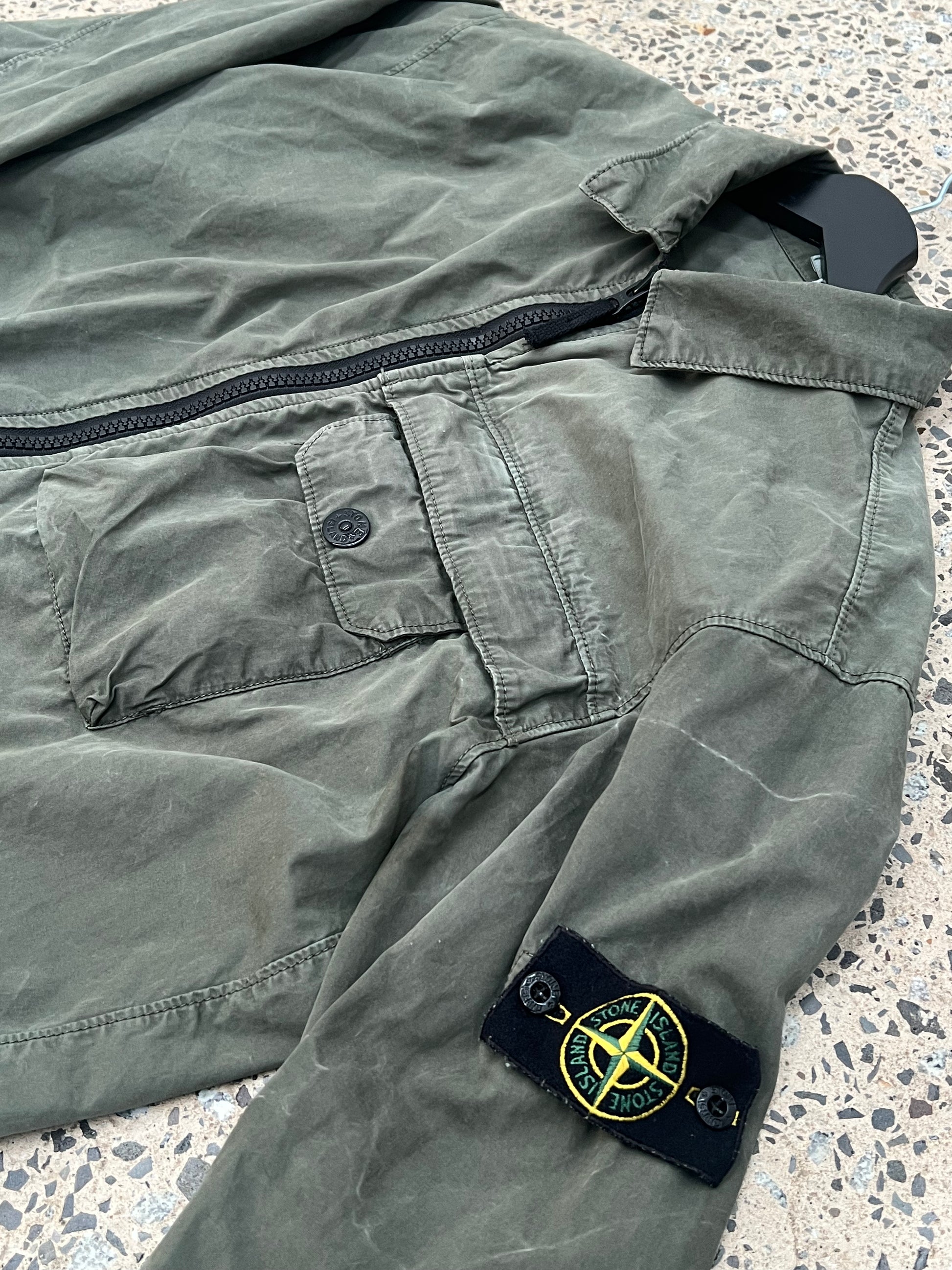 Stone Island Khaki Garment-Dyed Overshirt Jacket (M)