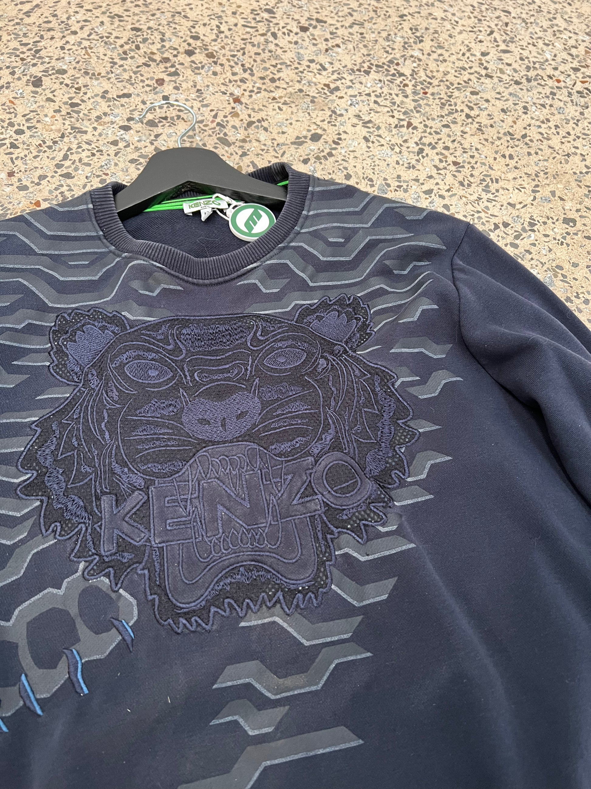Kenzo Navy Tiger Embossed Sweatshirt (M)