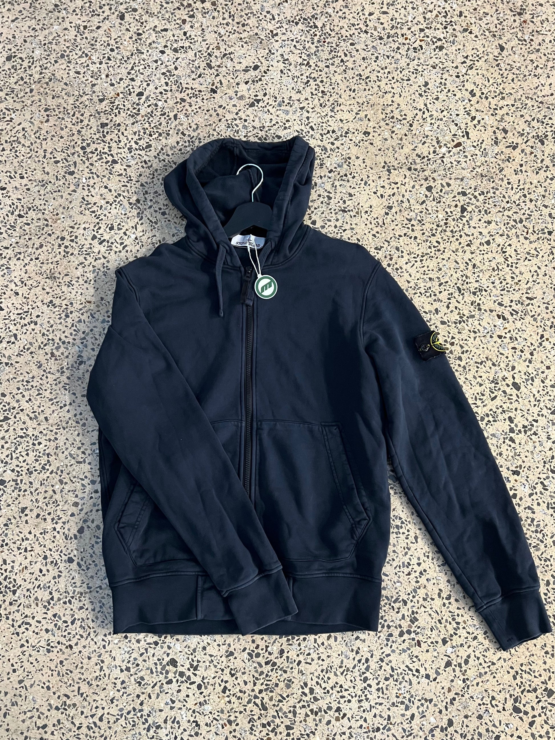 Stone Island Navy Full-Zip Hoodie (L)