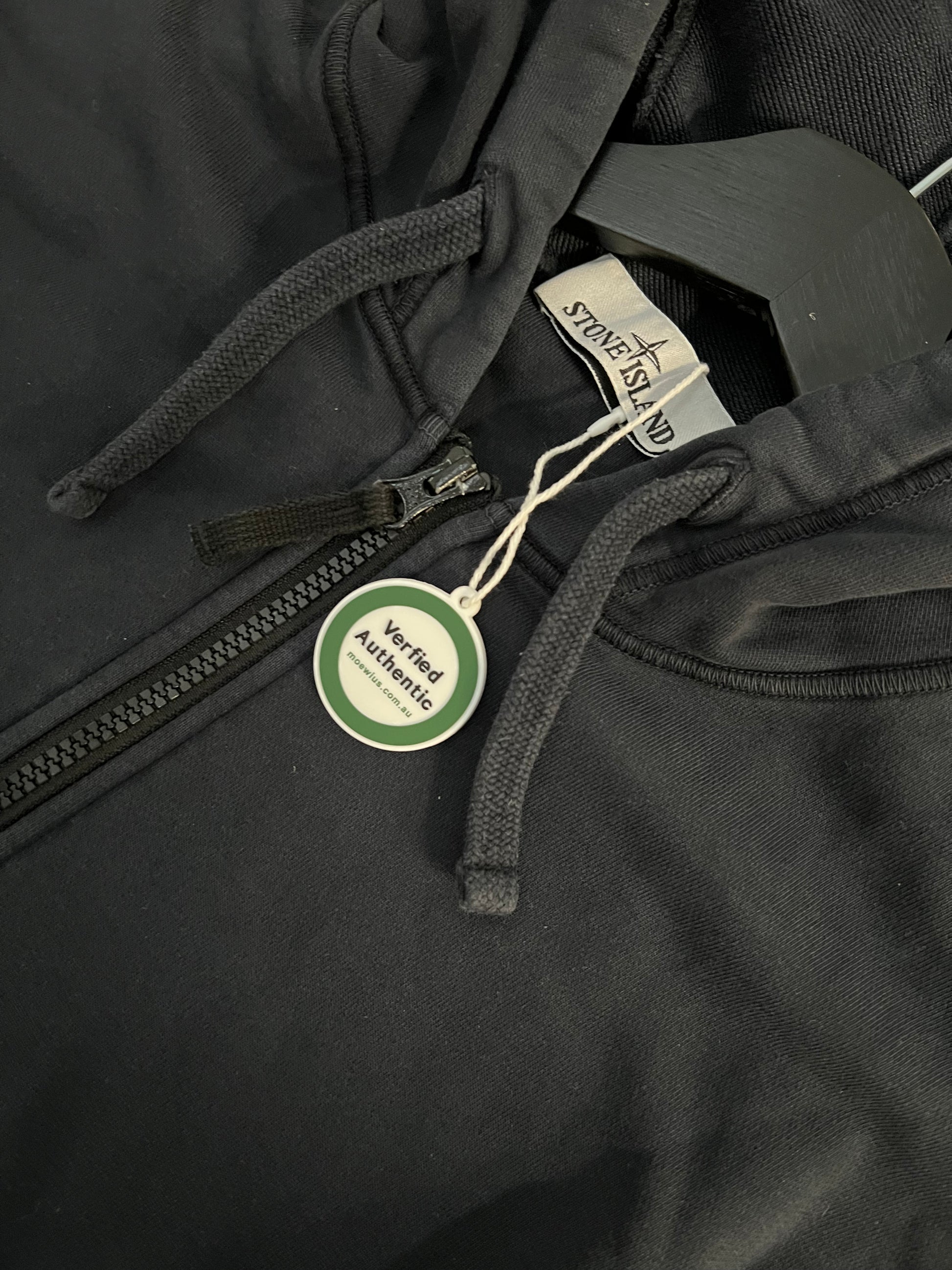 Stone Island Navy Full-Zip Hoodie (L)