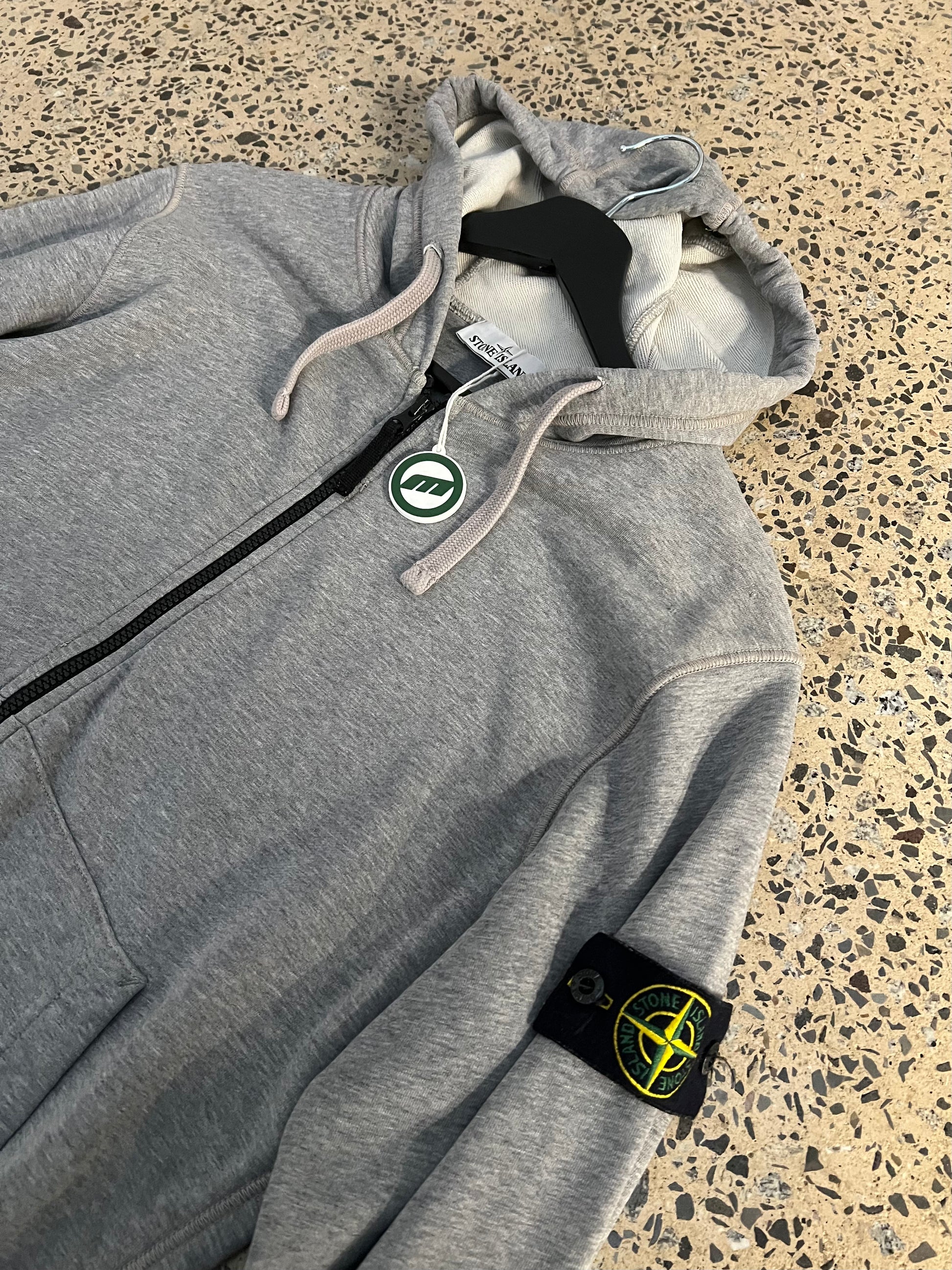 Stone Island Grey Full-Zip Hoodie (M)
