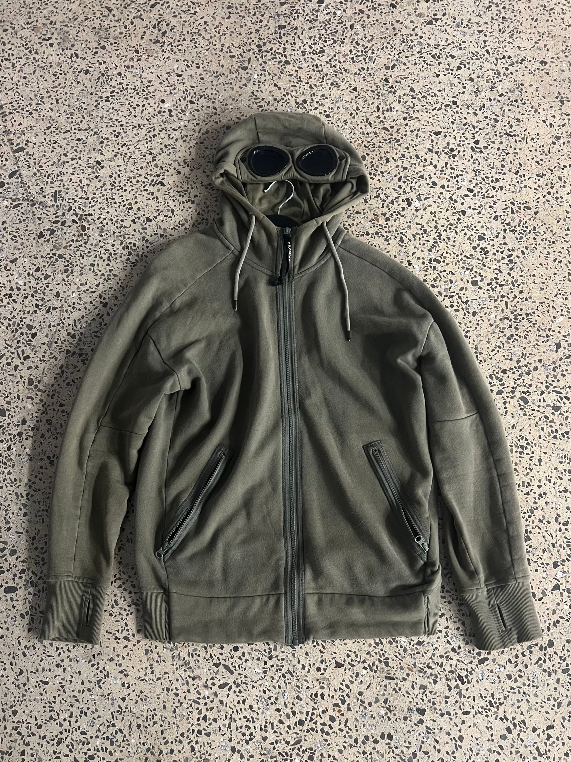 C.P. Company Khaki Goggle Full Zip Hoodie (M)