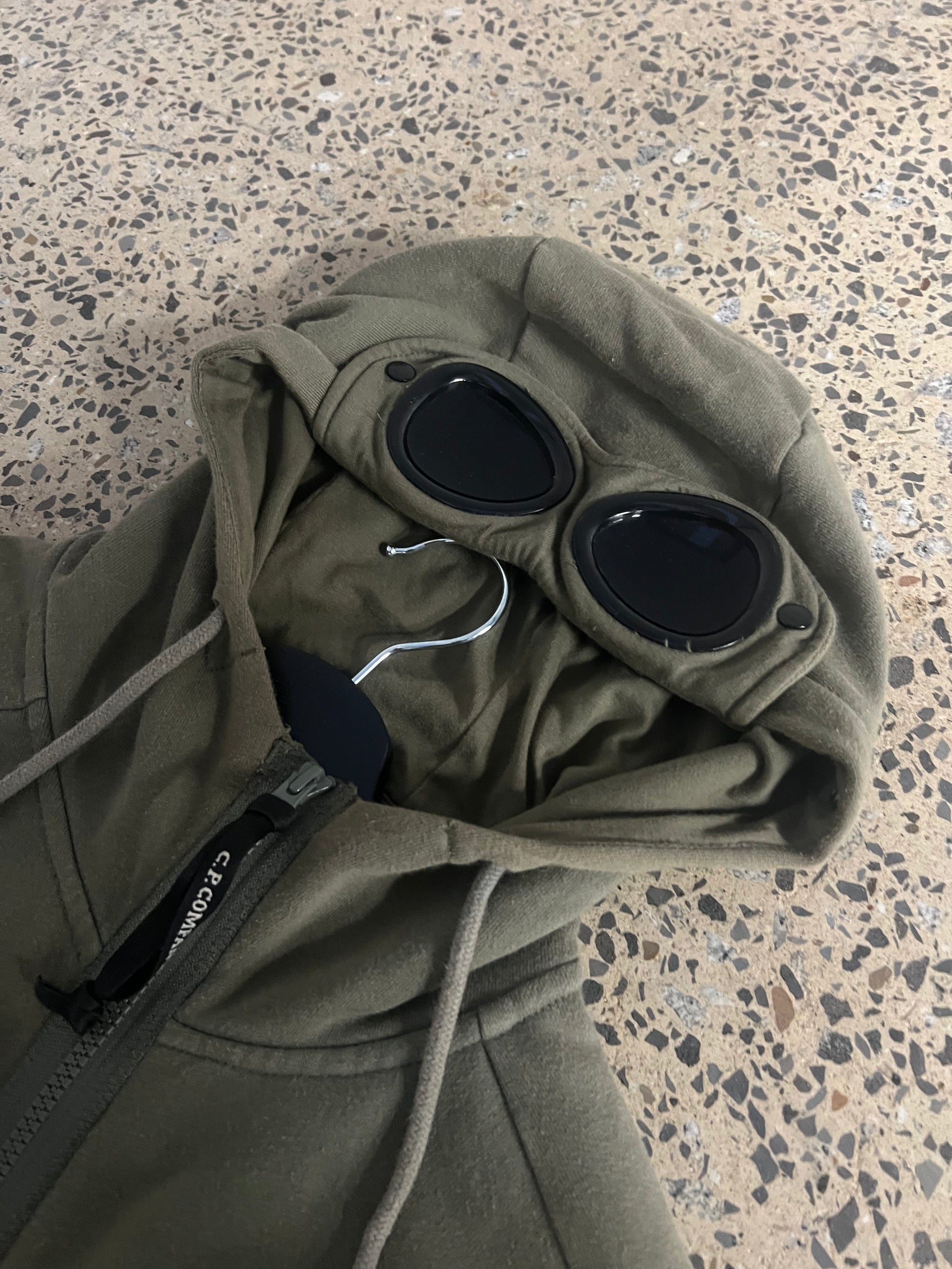 C.P. Company Khaki Goggle Full Zip Hoodie (M)