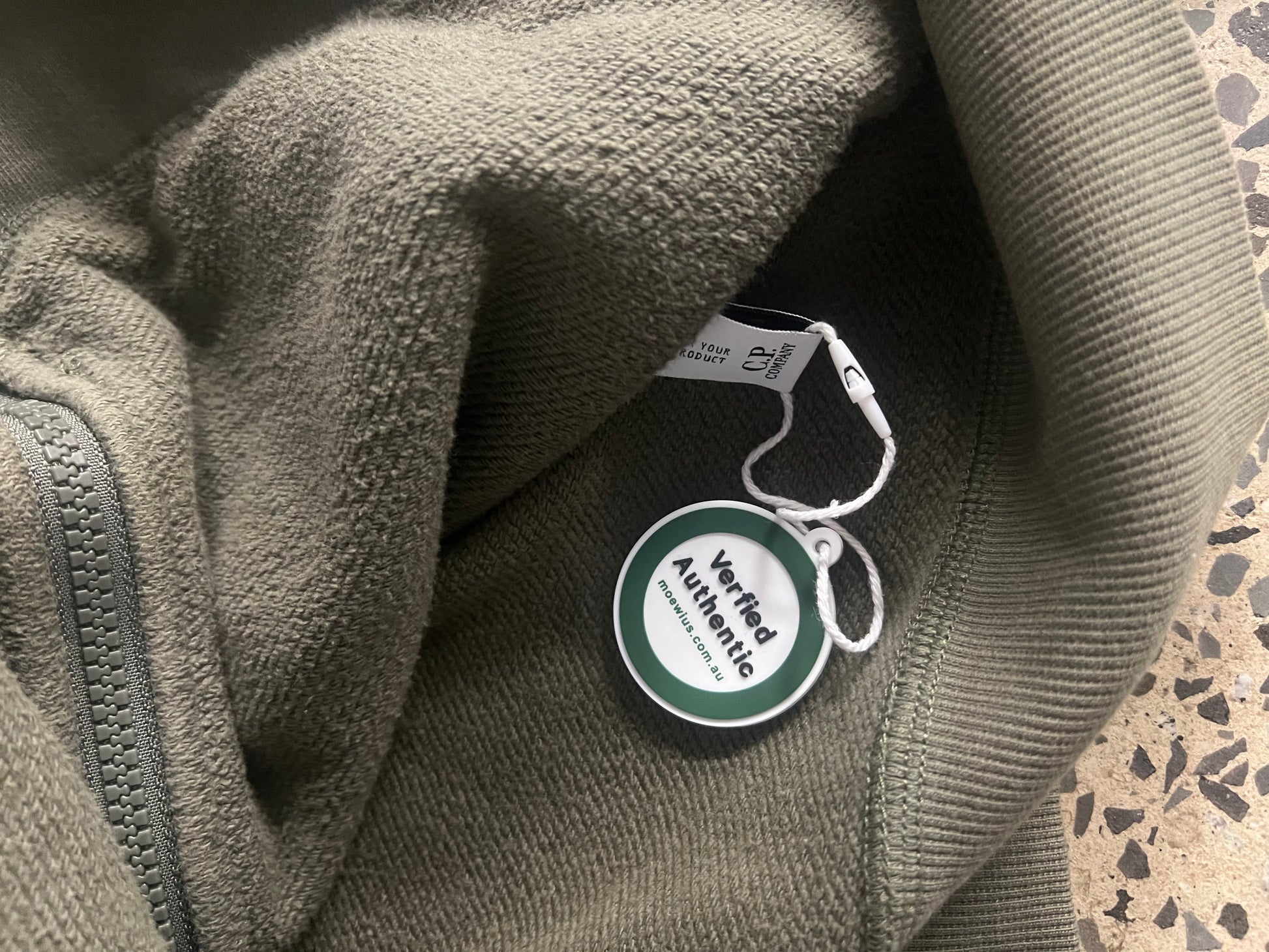 C.P. Company Khaki Goggle Full Zip Hoodie (M)