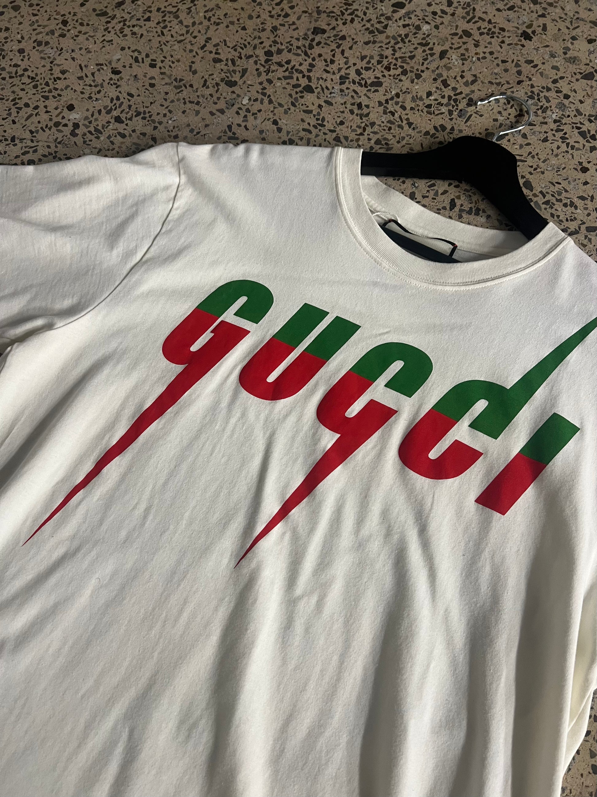 Gucci White Lightning Logo T-Shirt (M)