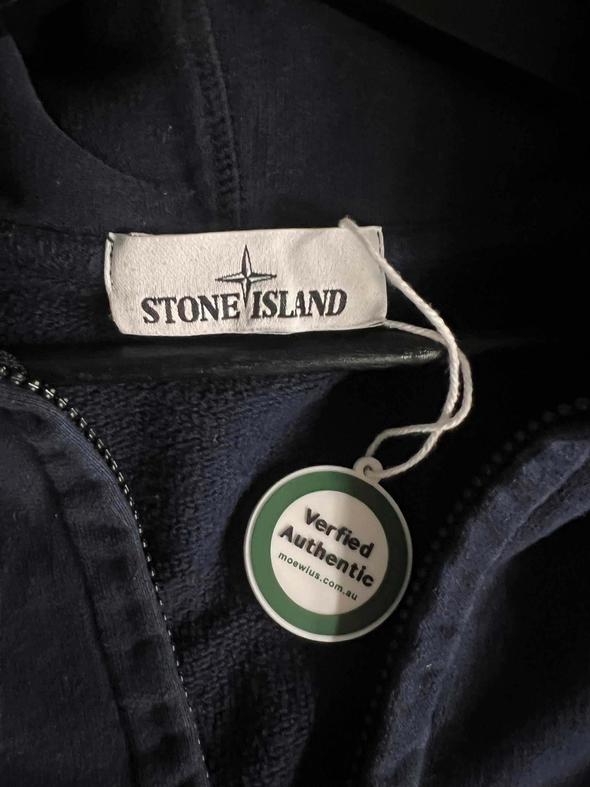 Stone Island Navy Full-Zip Hoodie (M)