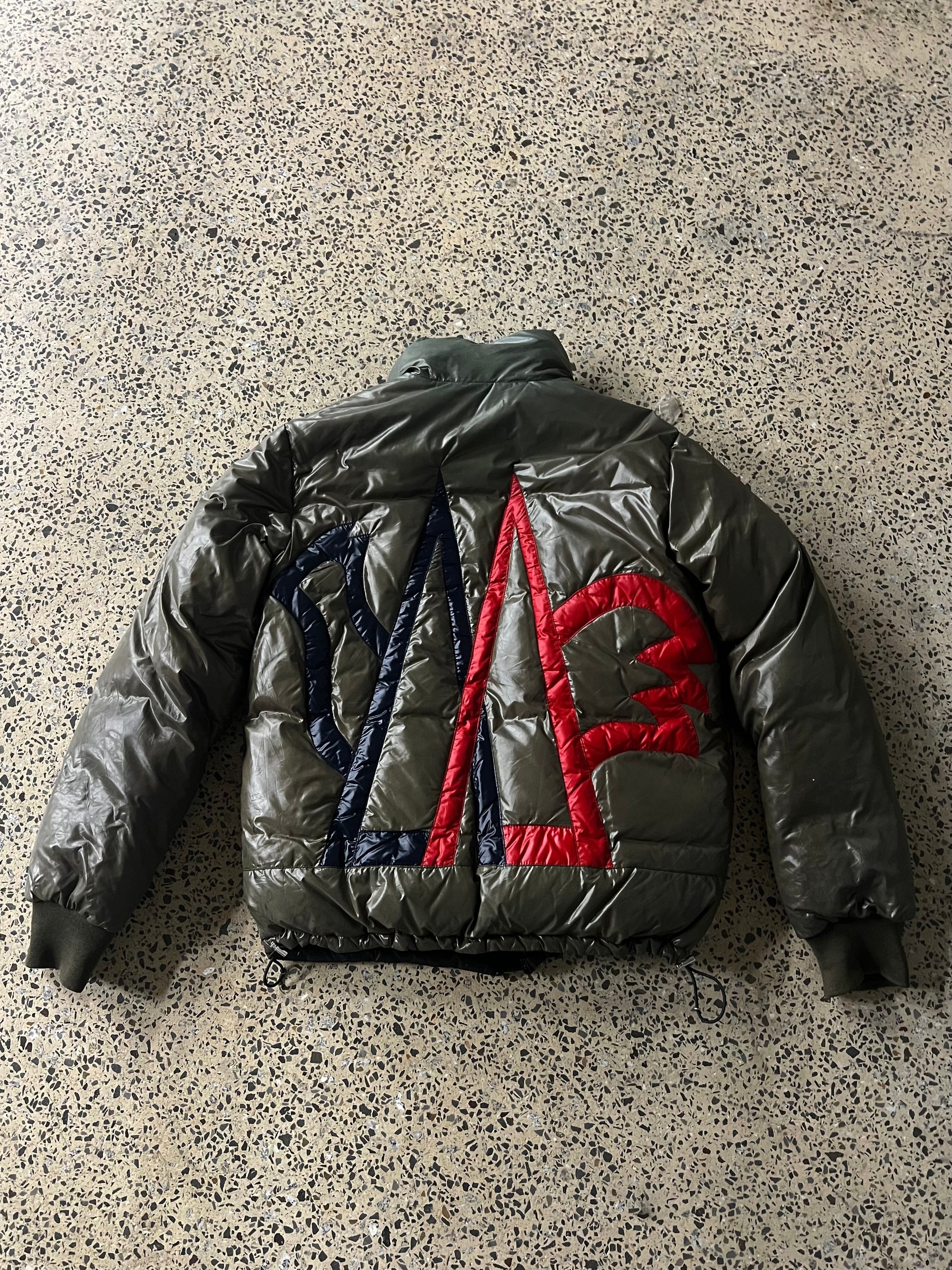 Moncler Black / Olive Green Glossy Reversible Down Jacket (M)