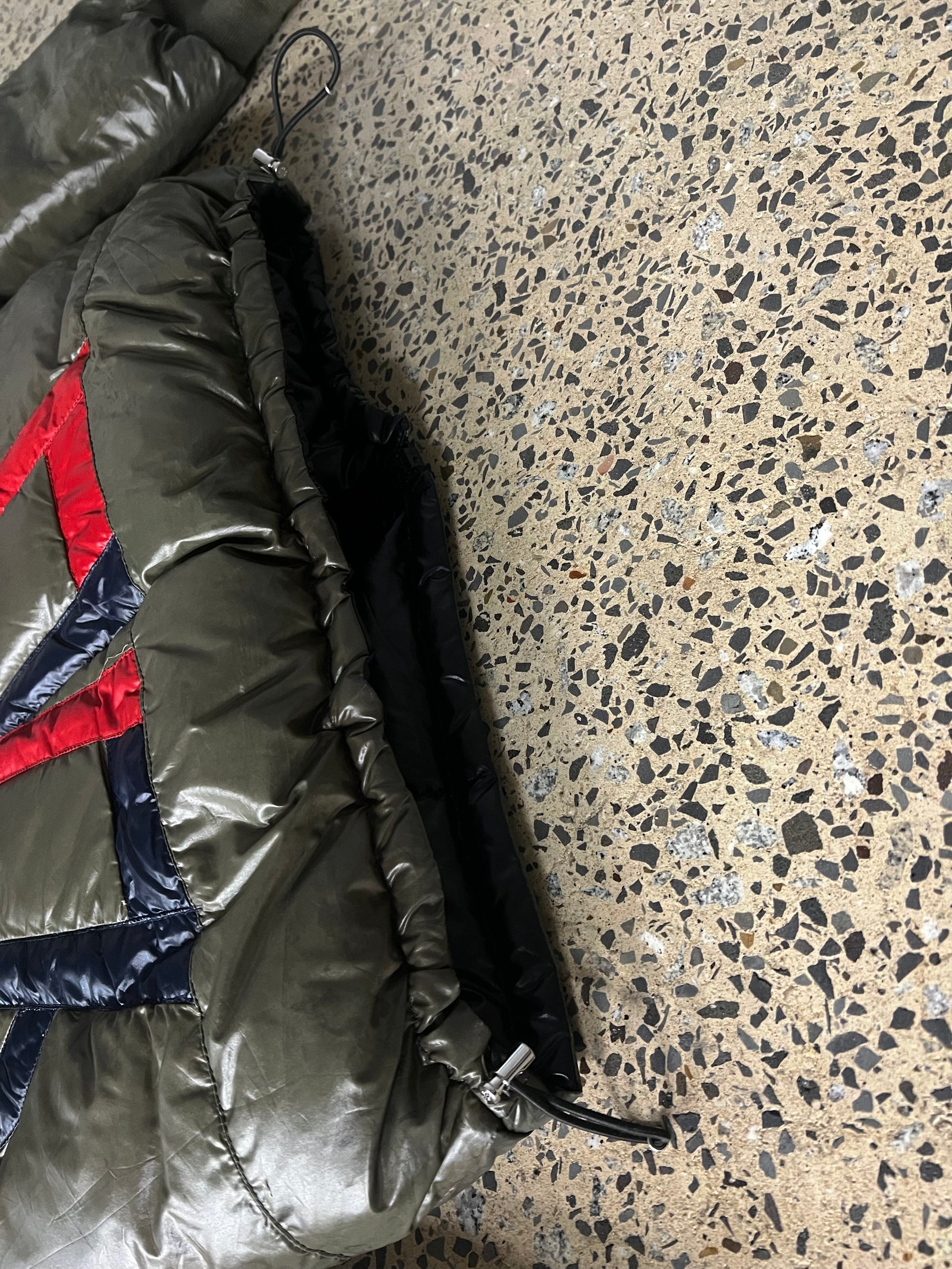 Moncler Black / Olive Green Glossy Reversible Down Jacket (M)