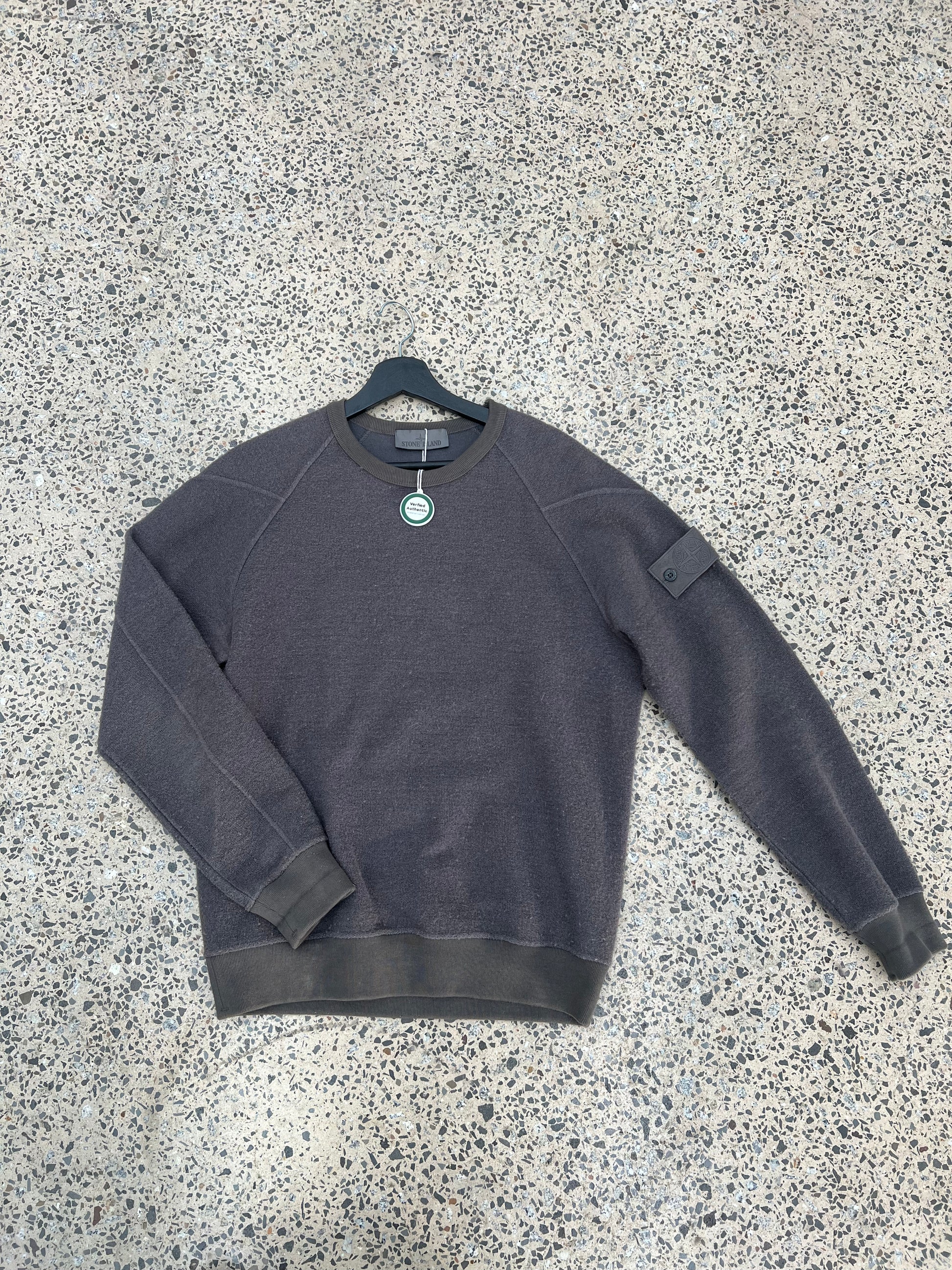 Stone Island (Ghost Line) Fleece Crewneck – Tonal Patch Sweatshirt (S/M)