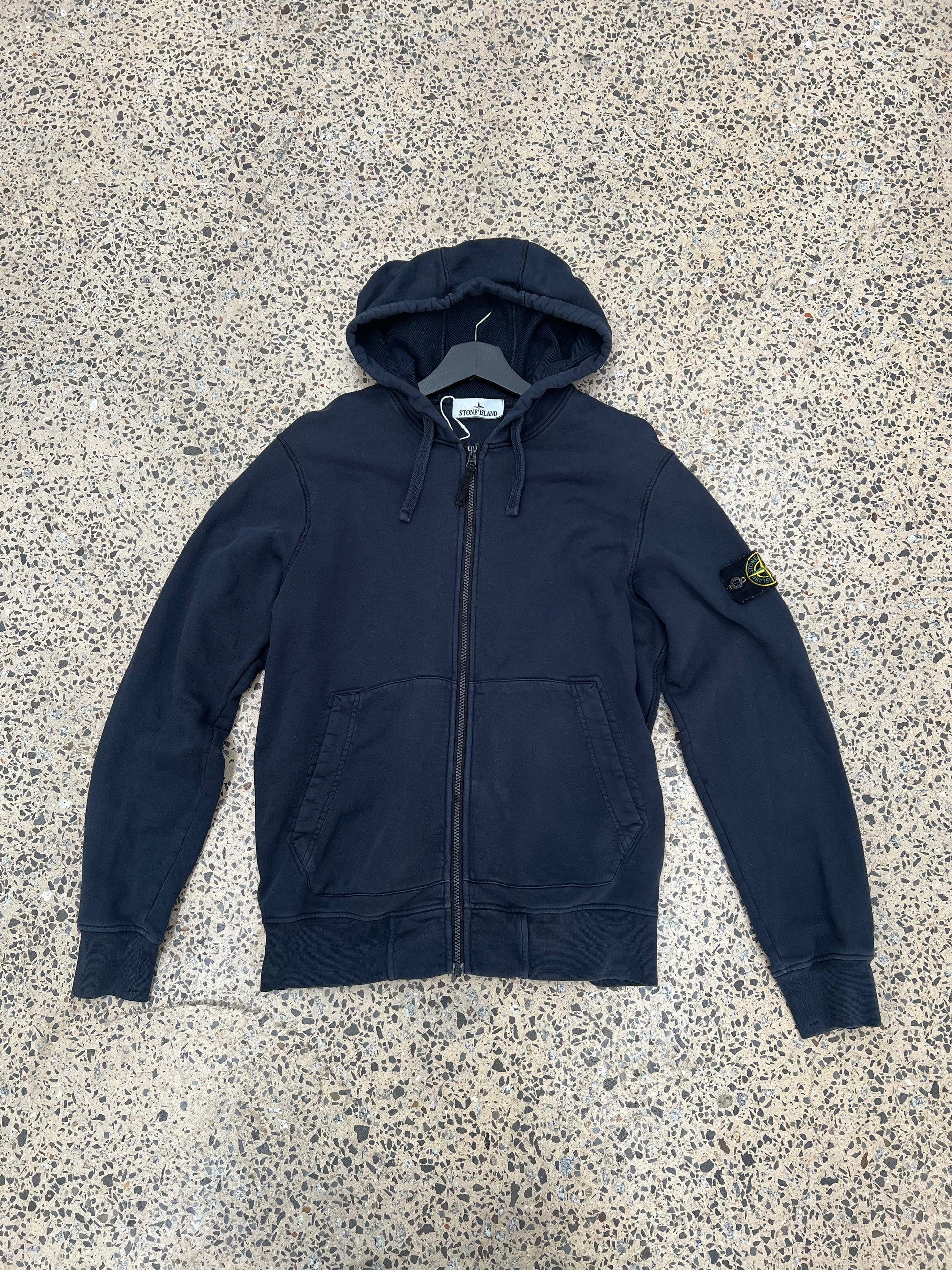 Stone Island Navy Full-Zip Hoodie (M)