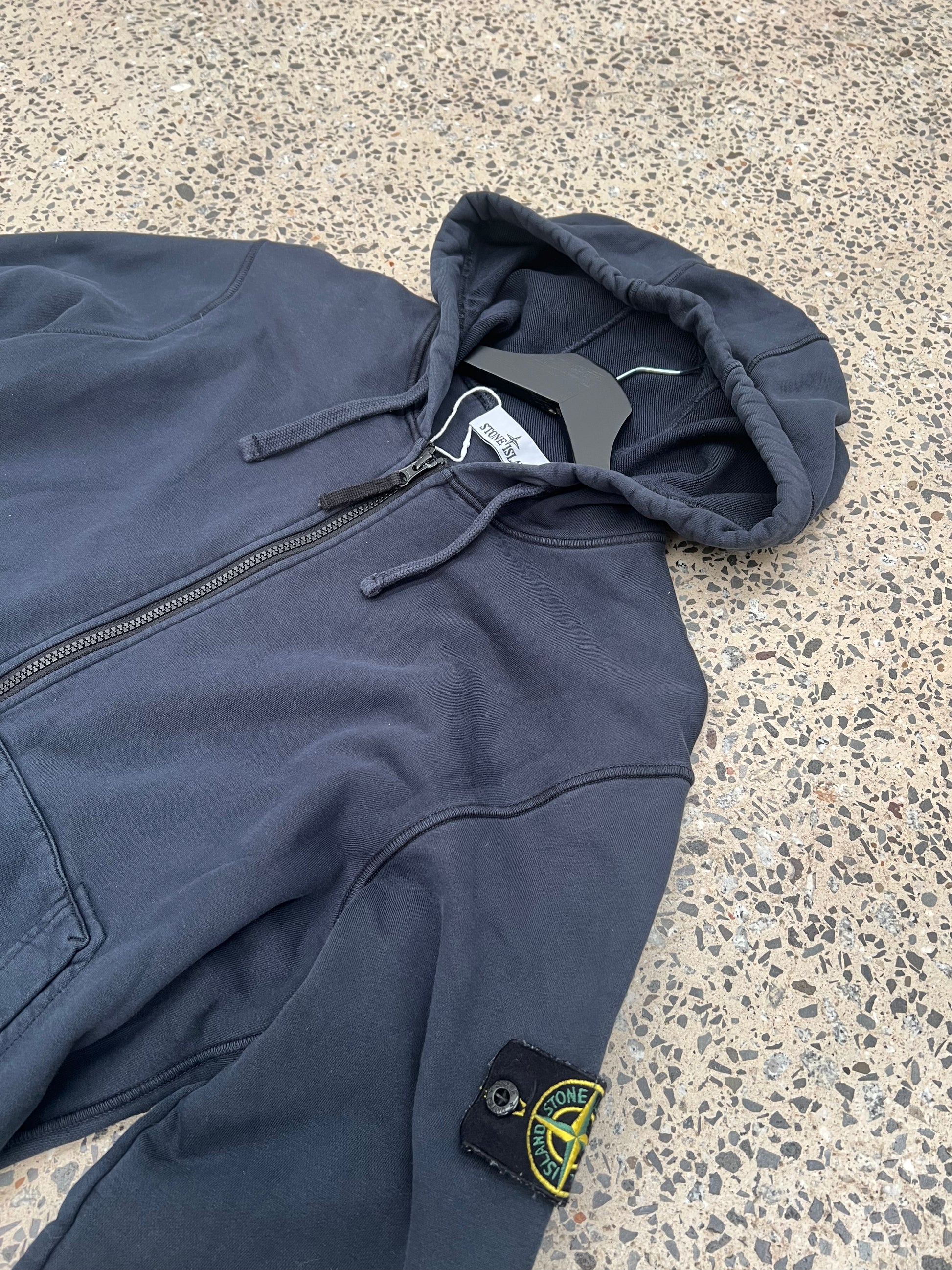 Stone Island Navy Full-Zip Hoodie (M)