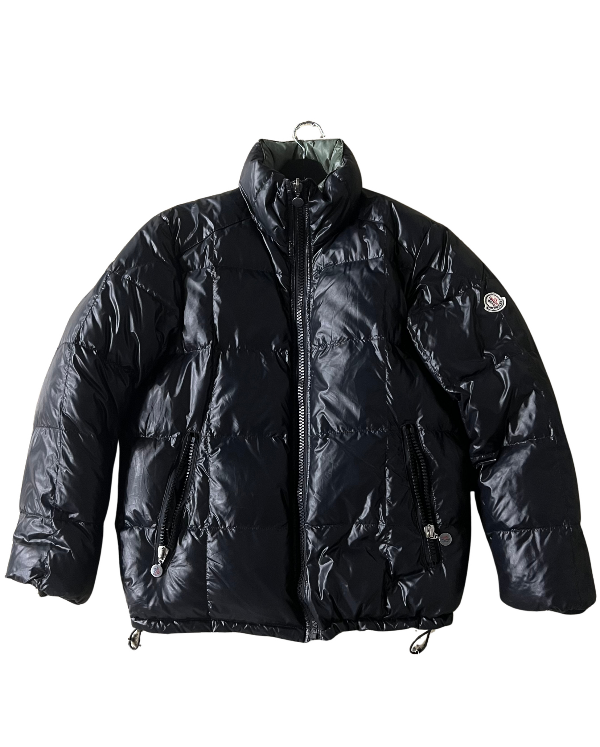 Moncler Black / Olive Green Glossy Reversible Down Jacket (M)
