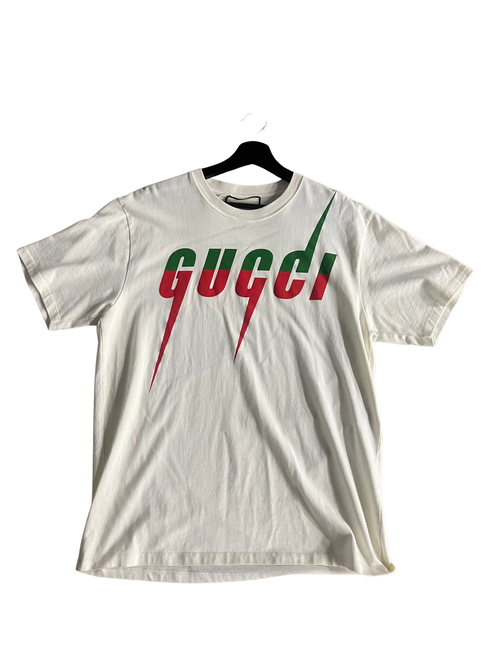 Gucci White Lightning Logo T-Shirt (M)