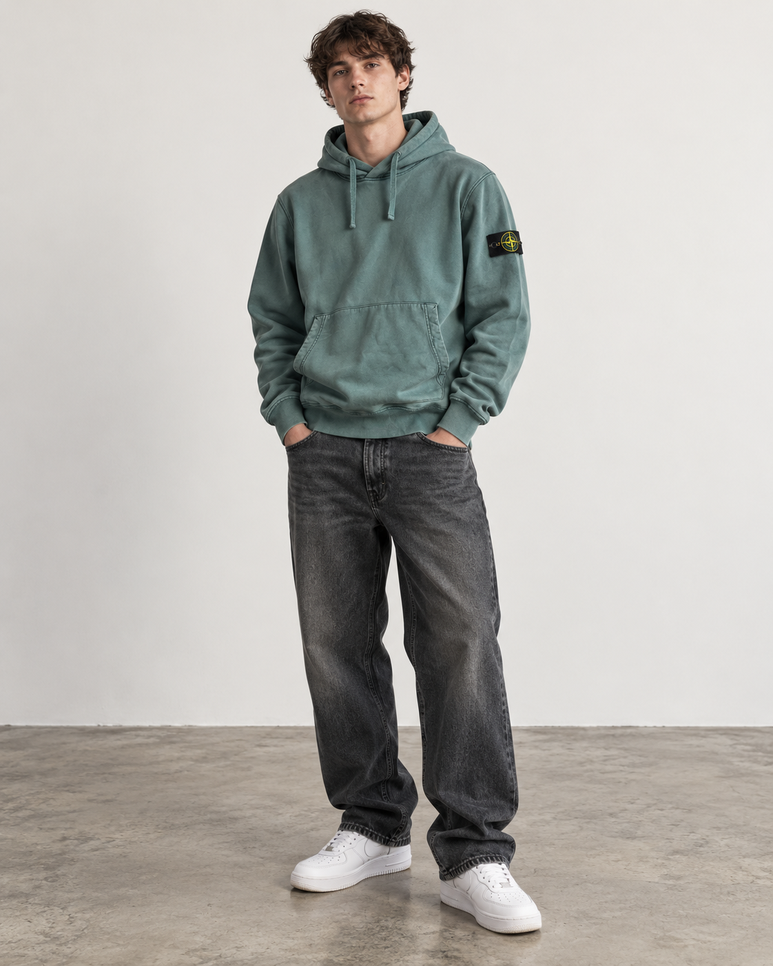 Stone Island Faded Green Heavyweight Hoodie (L)
