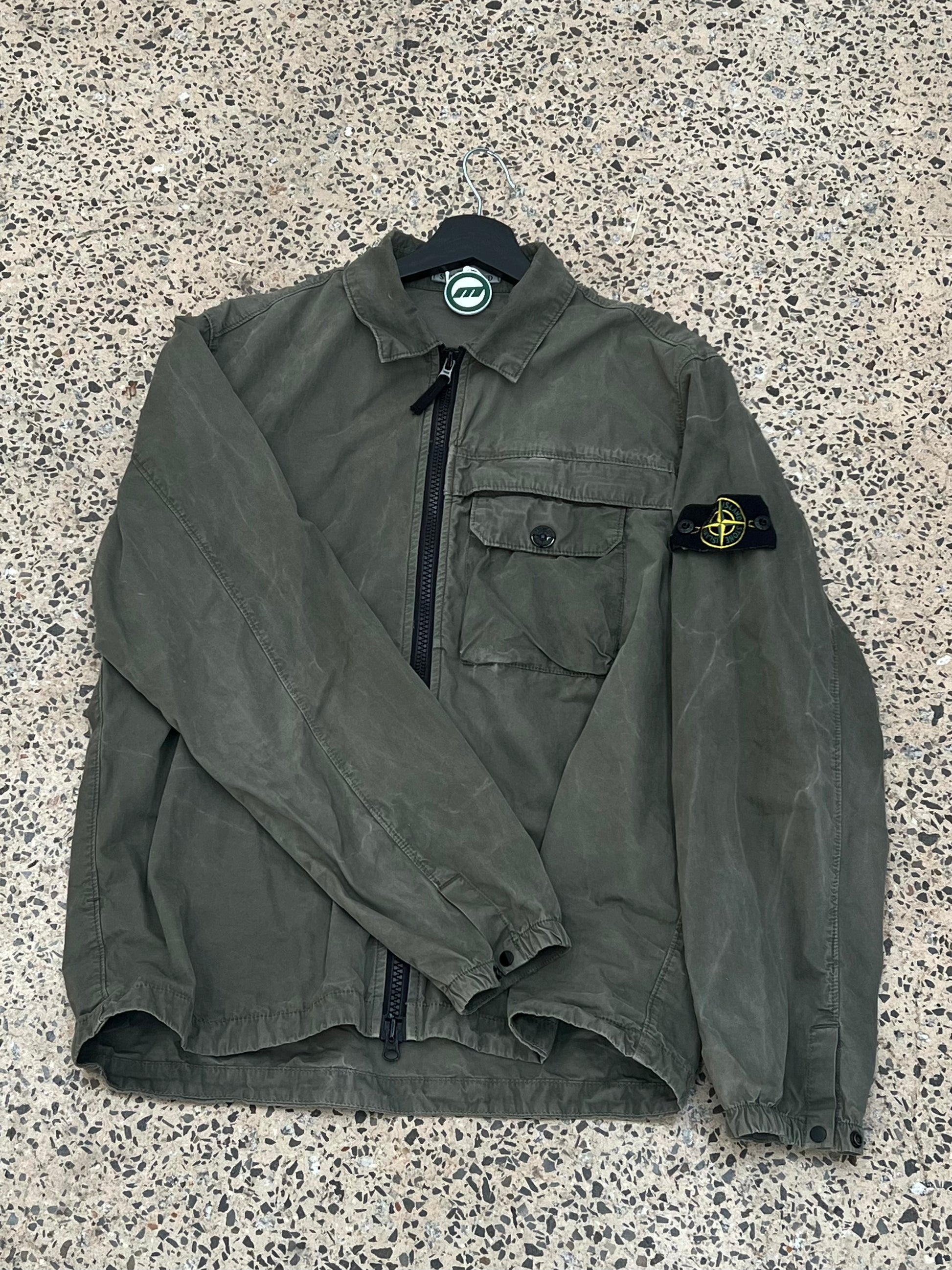 Stone Island Khaki Garment-Dyed Overshirt Jacket (M)