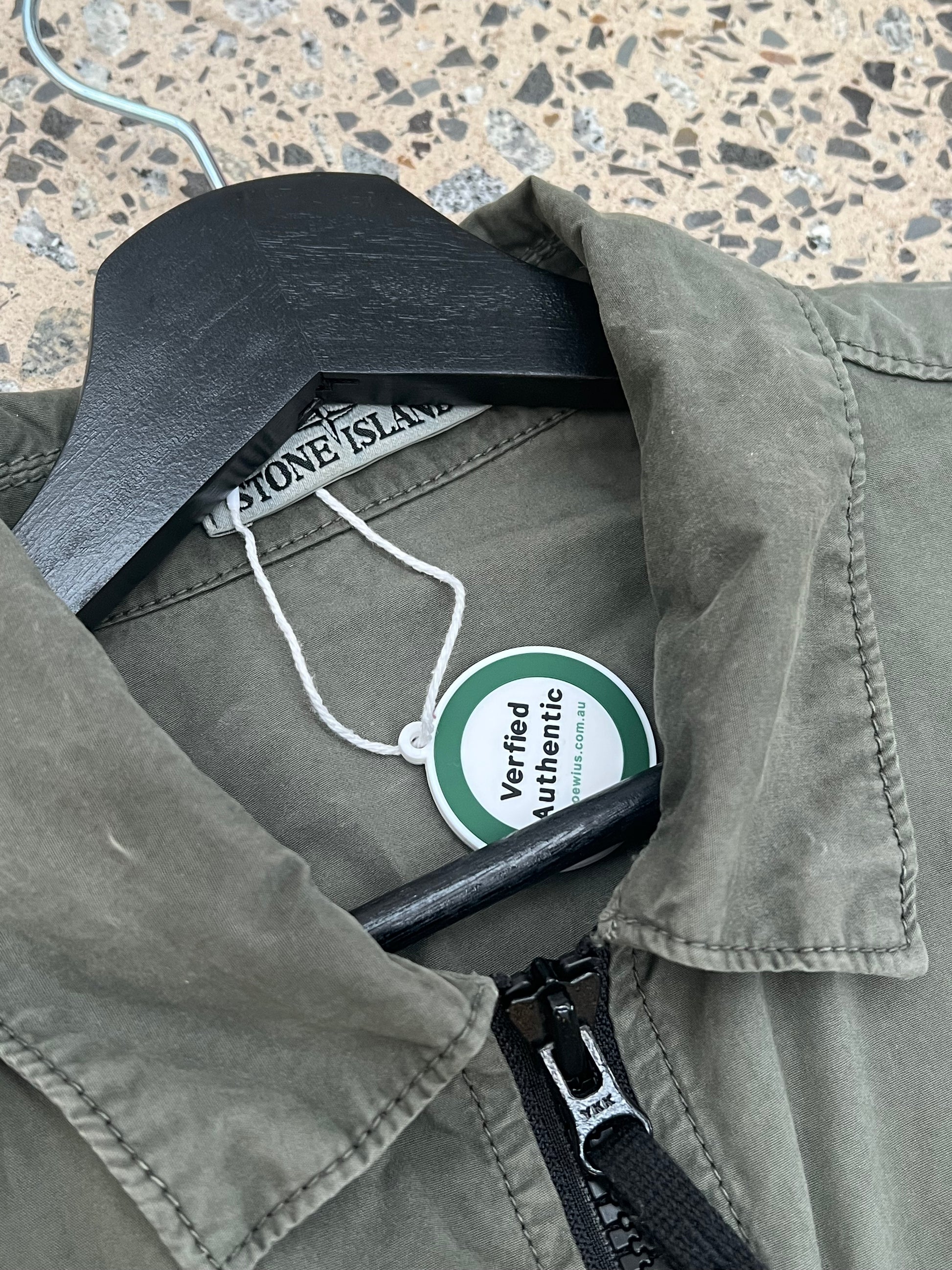 Stone Island Khaki Garment-Dyed Overshirt Jacket (M)
